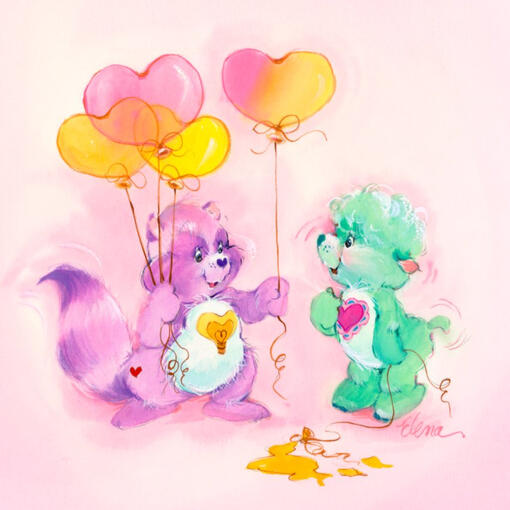 CAREBEARS are the best thing ever. Bright-Heart Raccoon and Gentle-Heart Lamb ^^